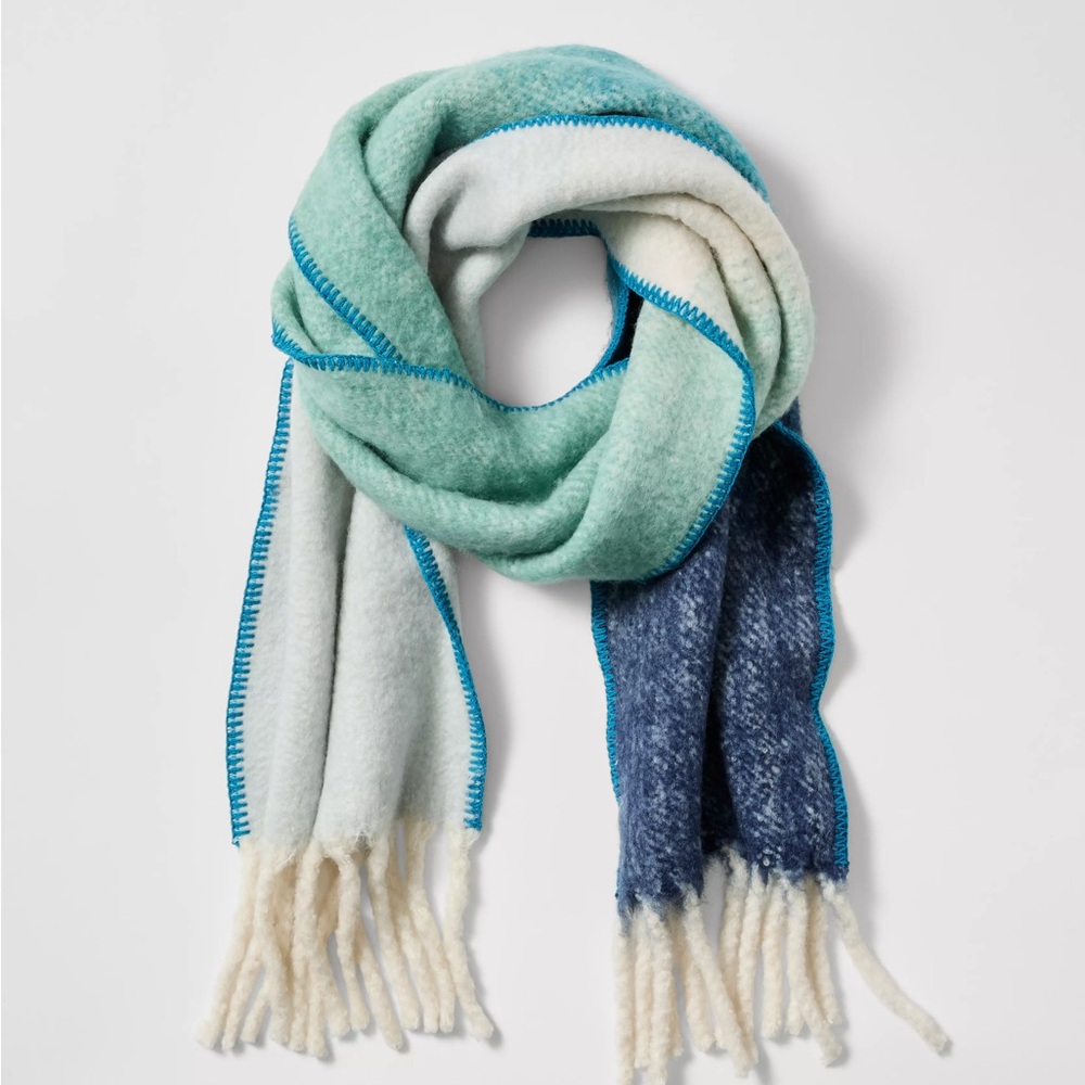 Ann Taylor Blue and Green Ombré Blanket Scarf
